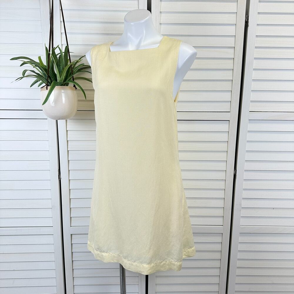 Posse Australia Yellow Emma Linen Blend Shift‎ Tank Sun Dress Lined Size M US 6